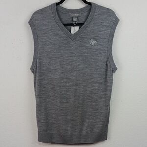 Daniel Cremieux Signature Collection Fine Merino Wool V Neck Gray Sweater Vest L